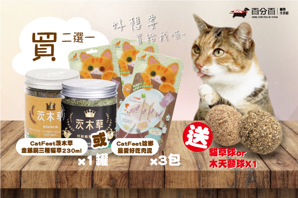 買 CatFeet茨木草系列或哈娜最愛好吃肉泥，就送小禮物！